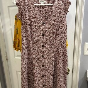 WonderWink Brown and White Cap Sleeve Sundress